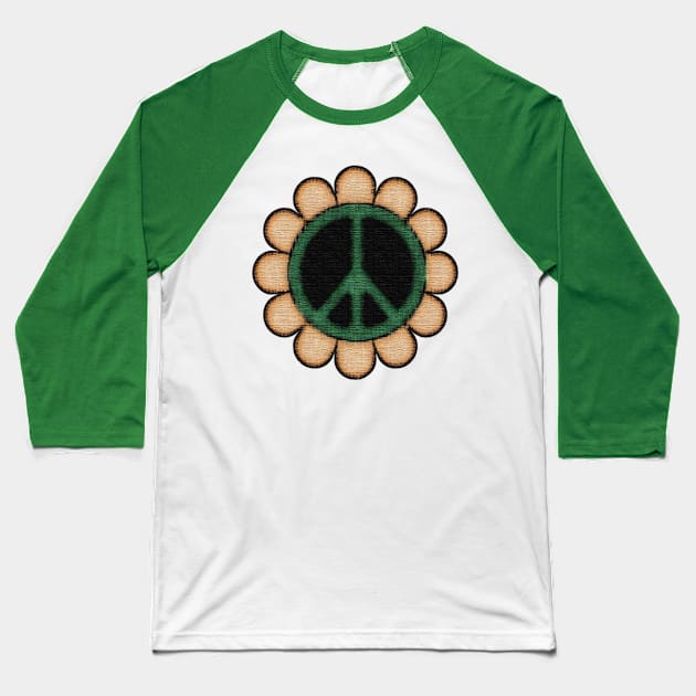 Peace Sunflower Baseball T-Shirt by Wandering Barefoot